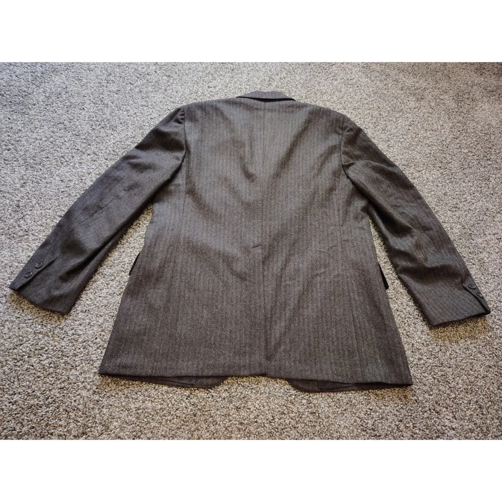Brooks Brothers Mens Brown Herringbone 3-Button Sport Coat Blazer 42R Vintage